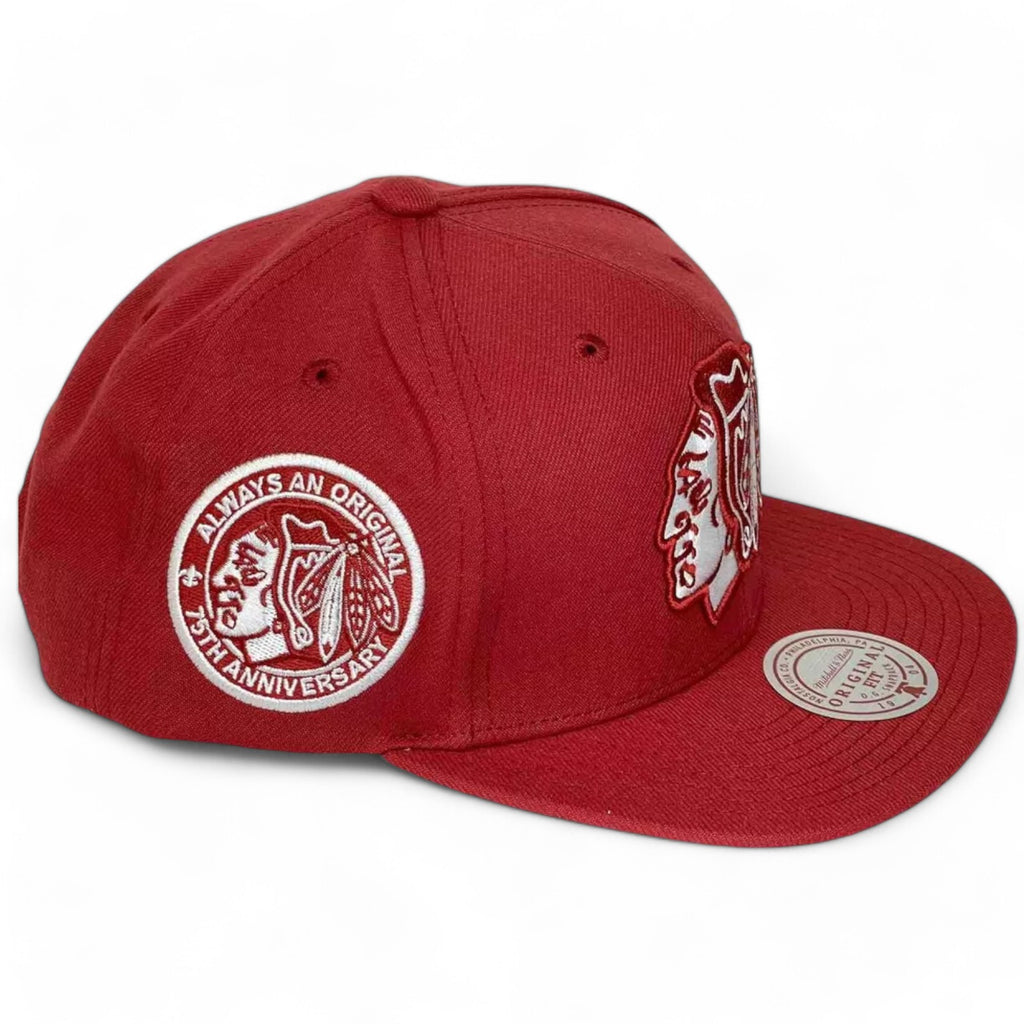 MENS MITCHELL & NESS NHL BACK TO BASICS SNAPBACK BLACKHAWKS - RED