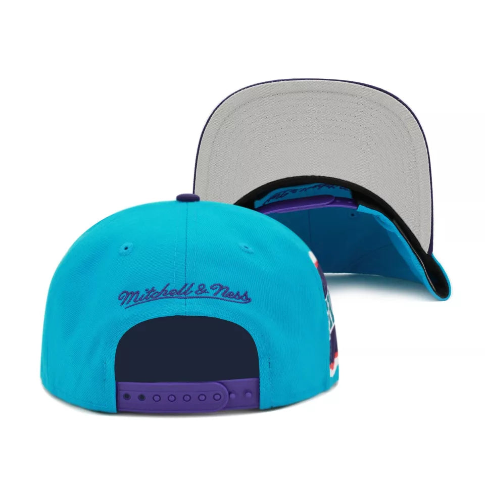 MENS MITCHELL & NESS NBA JUMBOTRON SNAPBACK HWC HORNETS - TEAL-PURPLE