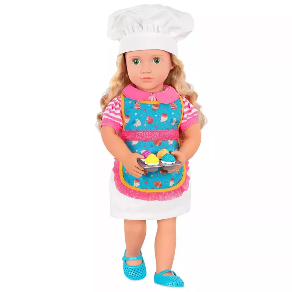 [113988] Our Generation 18" Posable Cooking Doll Jenny with Gourmet Kitchen Playset & Storybook (Red)