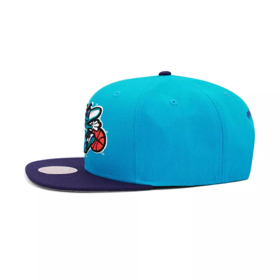 MENS MITCHELL & NESS NBA JUMBOTRON SNAPBACK HWC HORNETS - TEAL-PURPLE