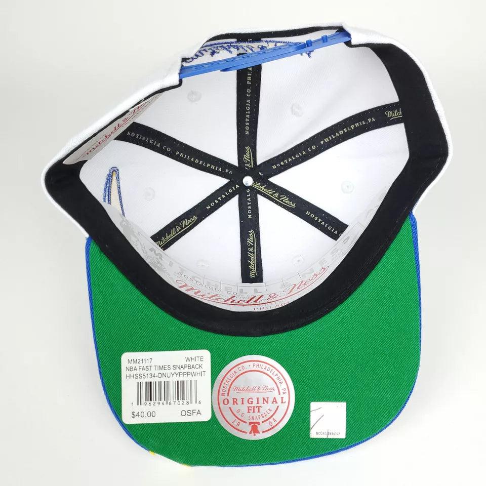 MENS MITCHELL & NESS NBA FAST TIMES SNAPBACK HWC NUGGETS - WHITE