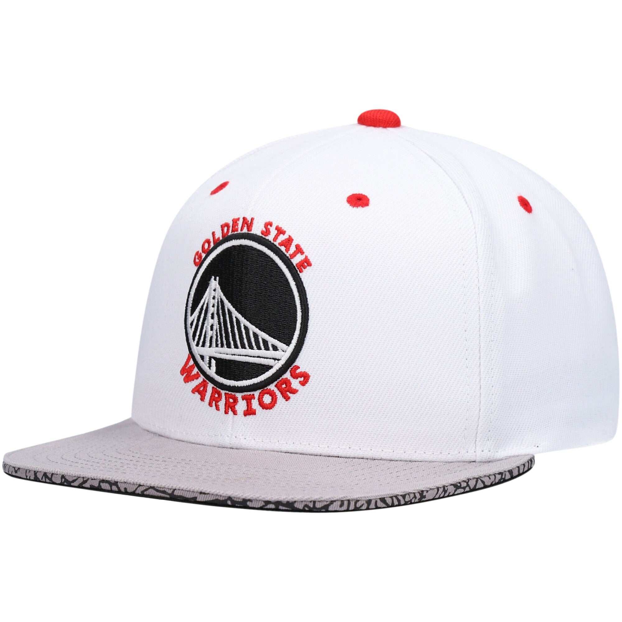MENS MITCHELL & NESS NBA THREE COLLECTION SNAPBACK WARRIORS - WHITE-SILVER