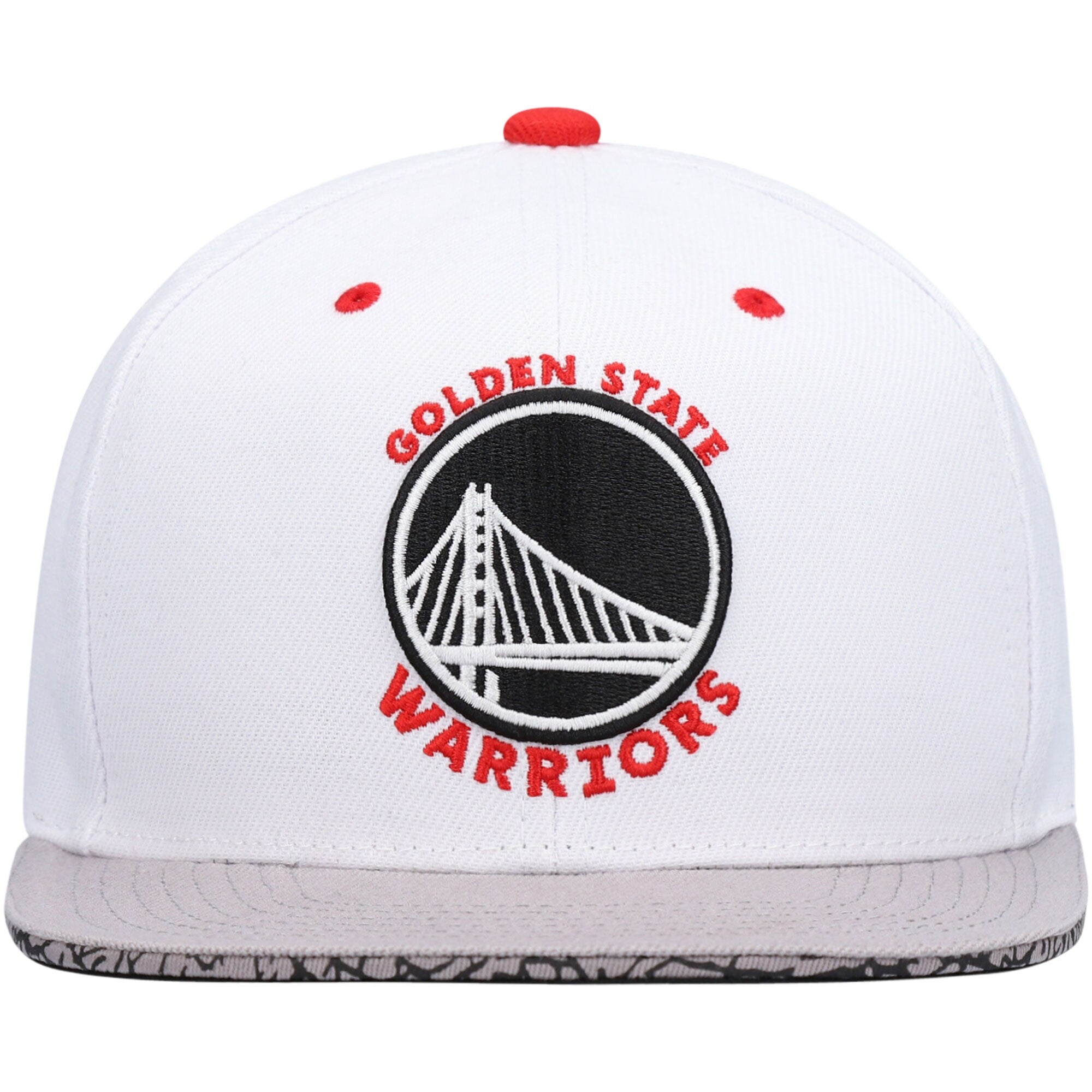 MENS MITCHELL & NESS NBA THREE COLLECTION SNAPBACK WARRIORS - WHITE-SILVER