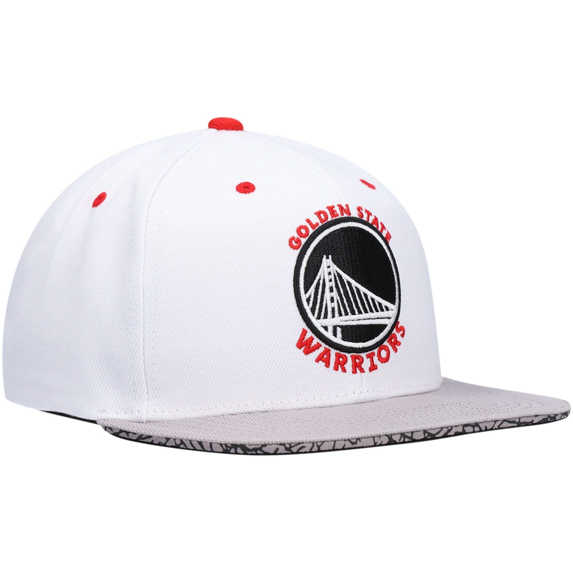 MENS MITCHELL & NESS NBA THREE COLLECTION SNAPBACK WARRIORS - WHITE-SILVER