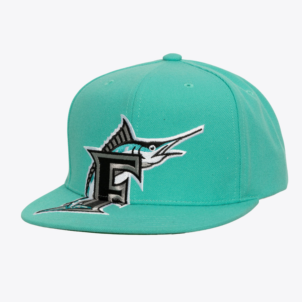 [HS9758-FMATEAL] MENS MITCHELL & NESS MLB XL LOGO SNAPBACK COOP MARLINS