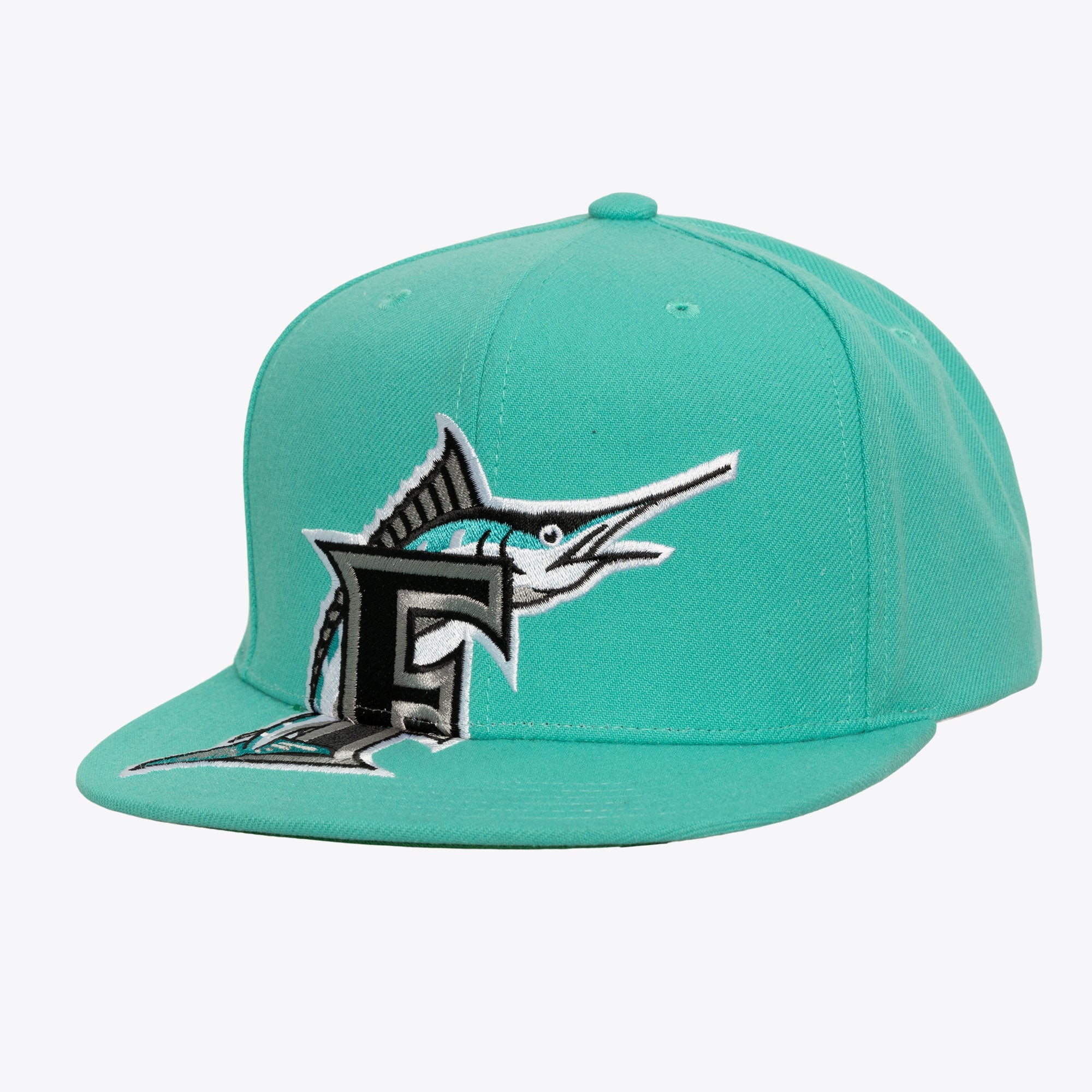 [HS9758-FMATEAL] MENS MITCHELL & NESS MLB XL LOGO SNAPBACK COOP MARLINS