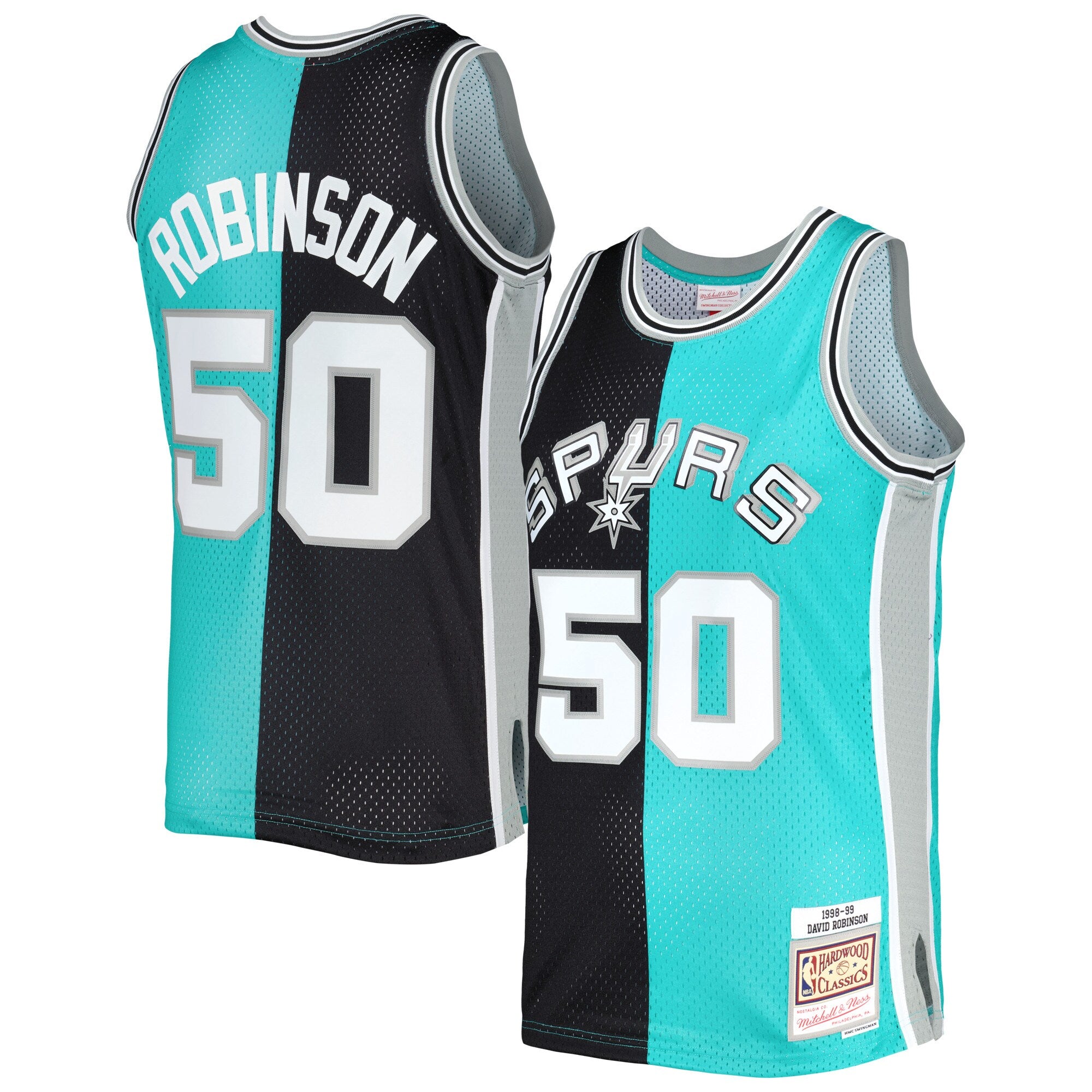 MITCHELL & NESS NBA SPLIT SWINGMAN JERSEY SAN ANTONIO SPURS 1998 DAVID ROBINSON