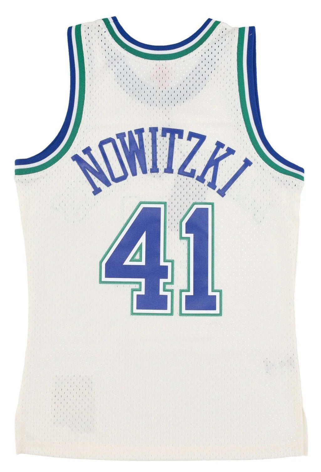MENS MITCHELL & NESS CREAM SWINGMAN JERSEY MAVERICKS 1998 DIRK NOWITZKI