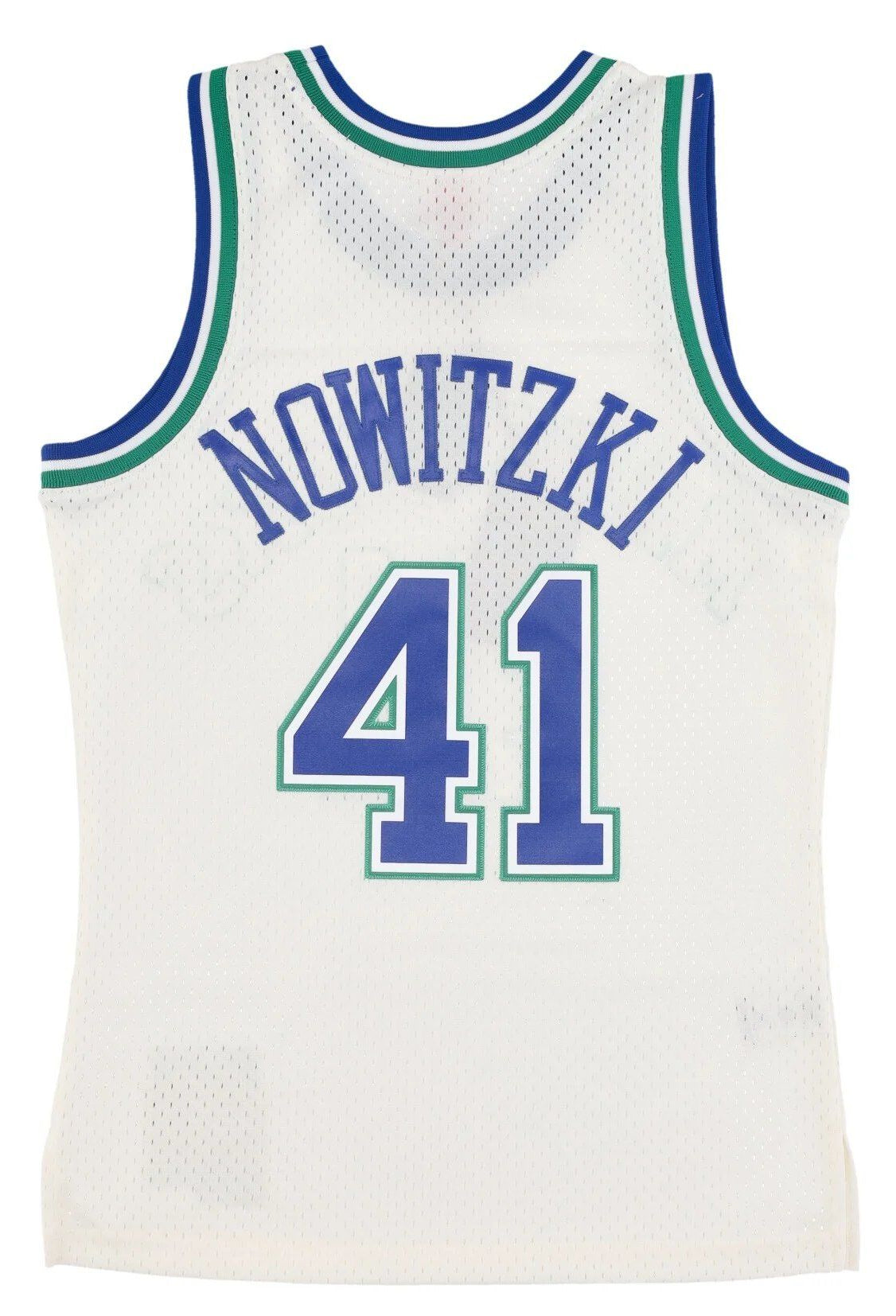 MENS MITCHELL & NESS CREAM SWINGMAN JERSEY MAVERICKS 1998 DIRK NOWITZKI