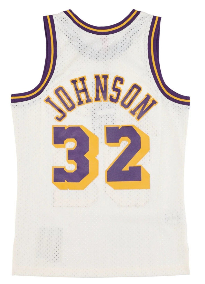 MENS MITCHELL & NESS CREAM TEAM COLOR SWINGMAN JERSEY LAKERS 1984 MAGIC JOHNSON