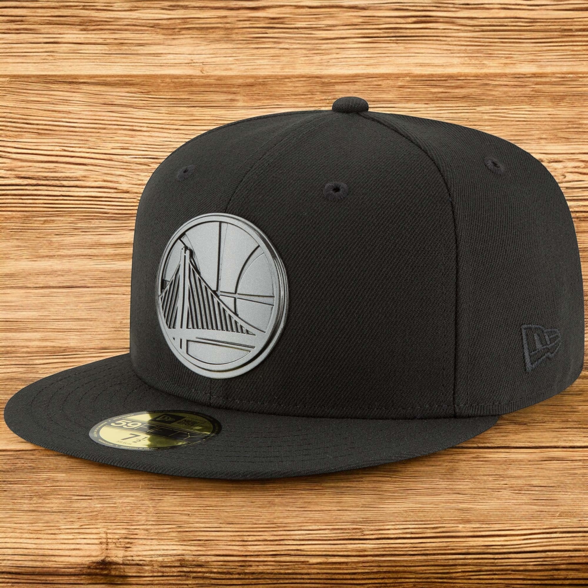 [11575589] Mens New Era NBA GS WARRIORS LOGO SLEEKED FINISH 5950 FITTED - BLACK