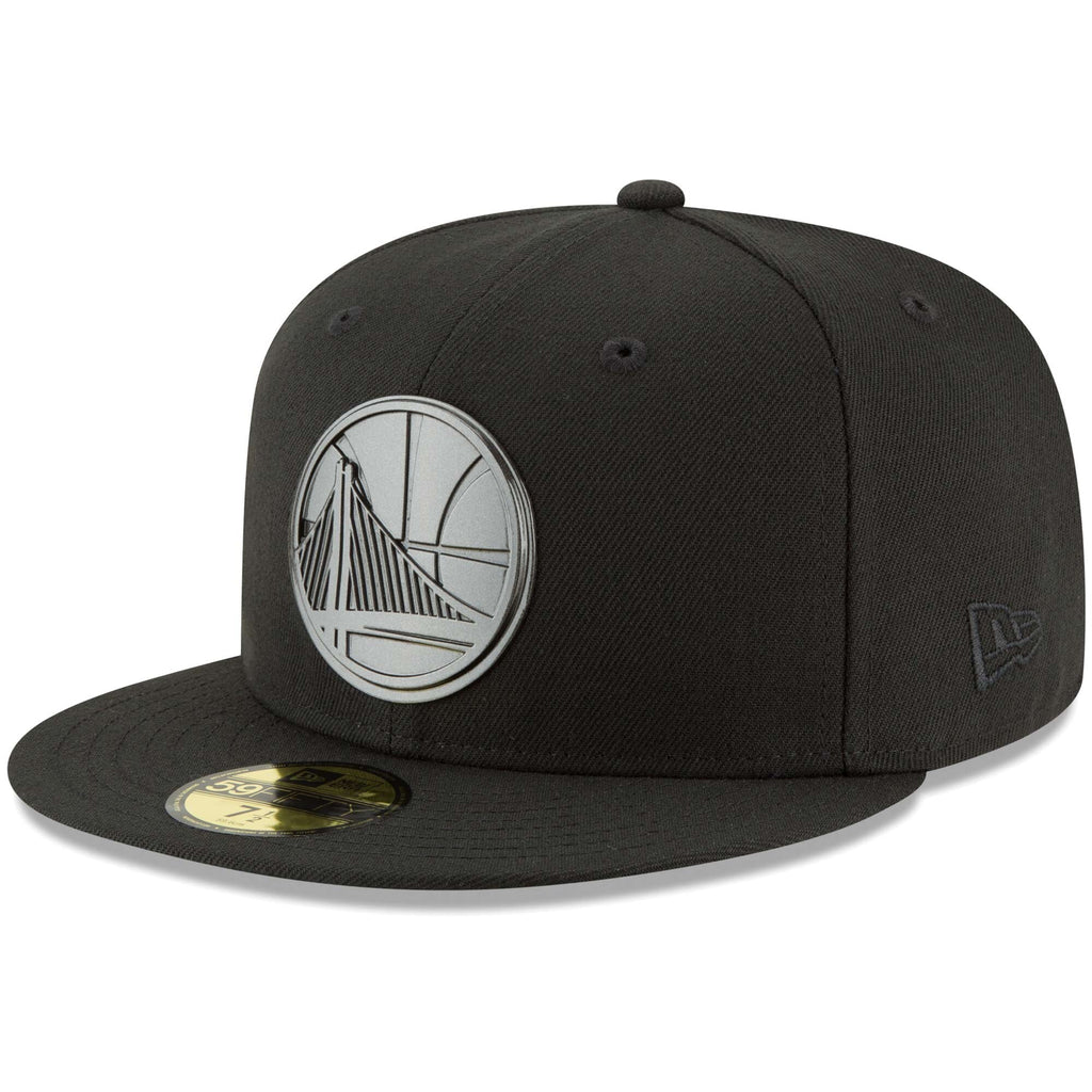 [11575589] Mens New Era NBA GS WARRIORS LOGO SLEEKED FINISH 5950 FITTED - BLACK