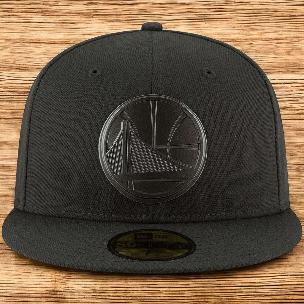 [11575589] Mens New Era NBA GS WARRIORS LOGO SLEEKED FINISH 5950 FITTED - BLACK