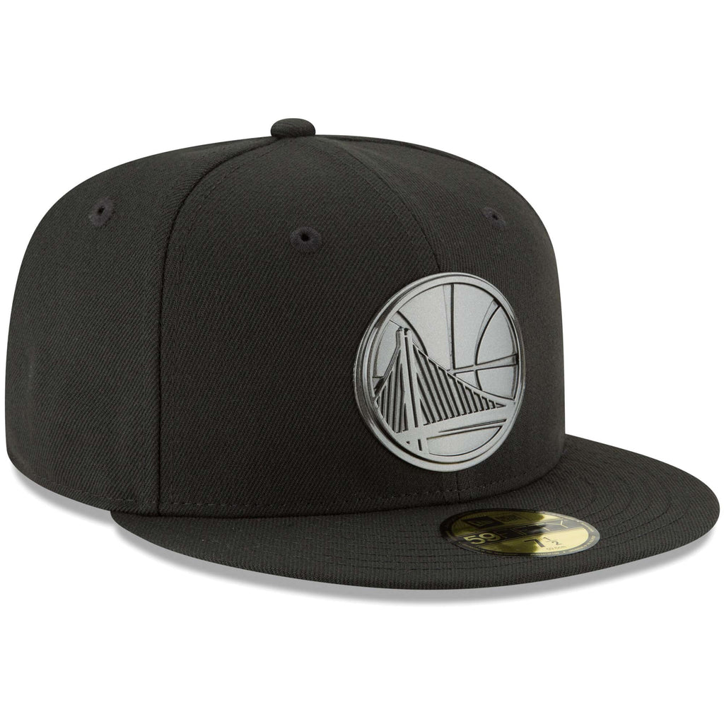 [11575589] Mens New Era NBA GS WARRIORS LOGO SLEEKED FINISH 5950 FITTED - BLACK