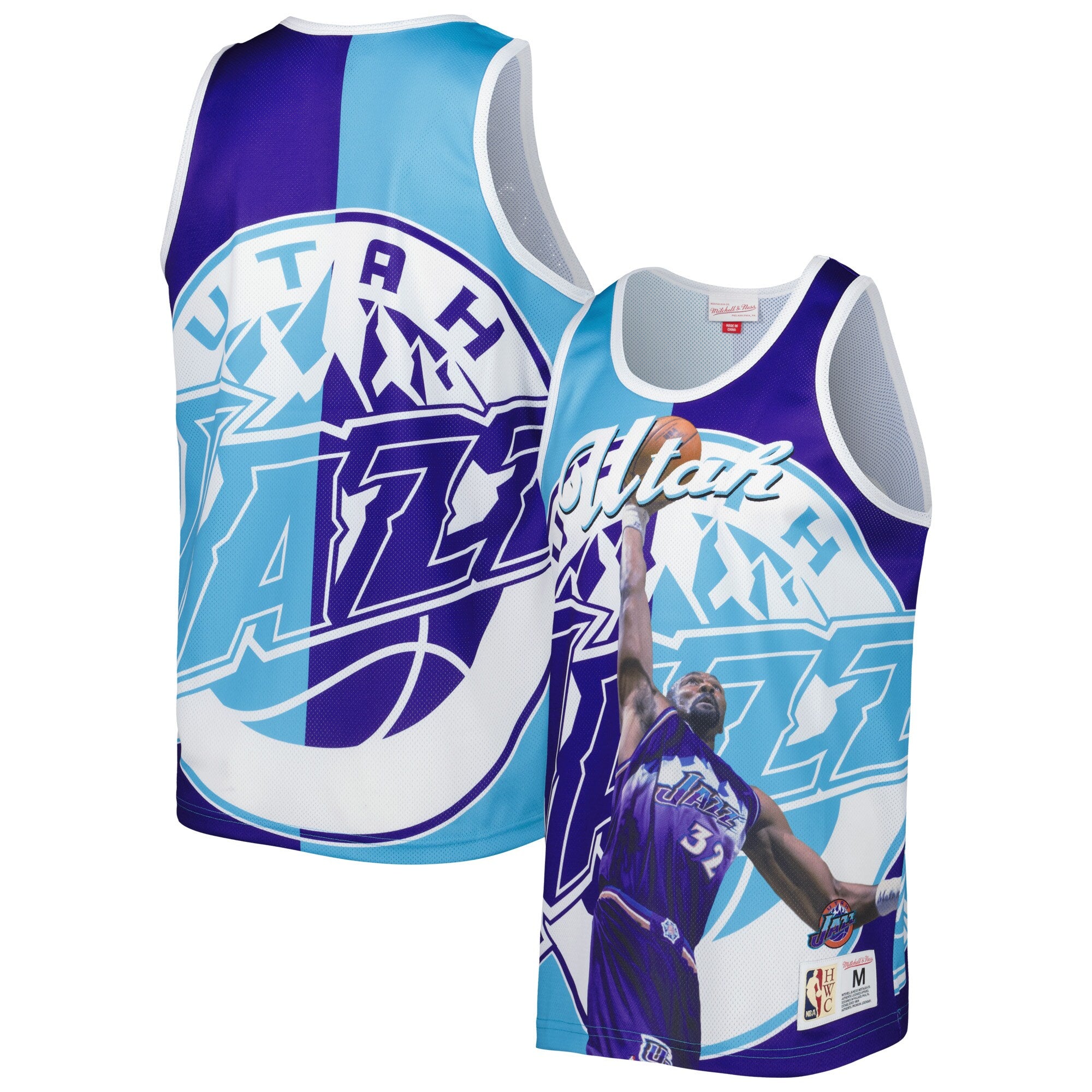 MENS MITCHELL & NESS SUBLIMATED PLAYER TANK JAZZ KARL MALONE