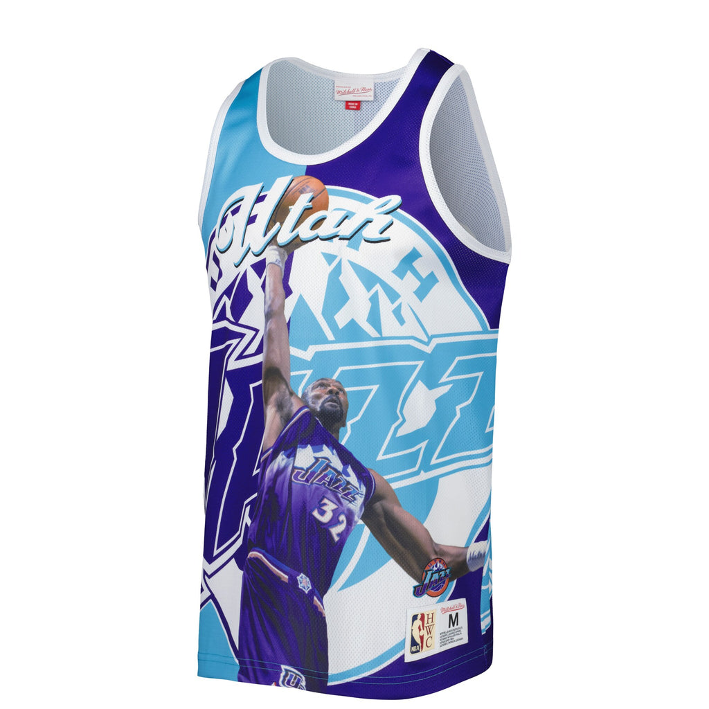 MENS MITCHELL & NESS SUBLIMATED PLAYER TANK JAZZ KARL MALONE