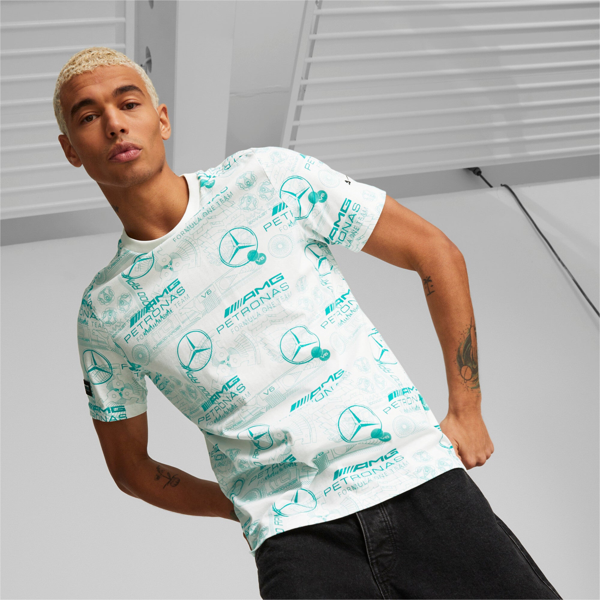 [538480-03] Mens PUMA MAPF1 MERCEDES AOP TEE