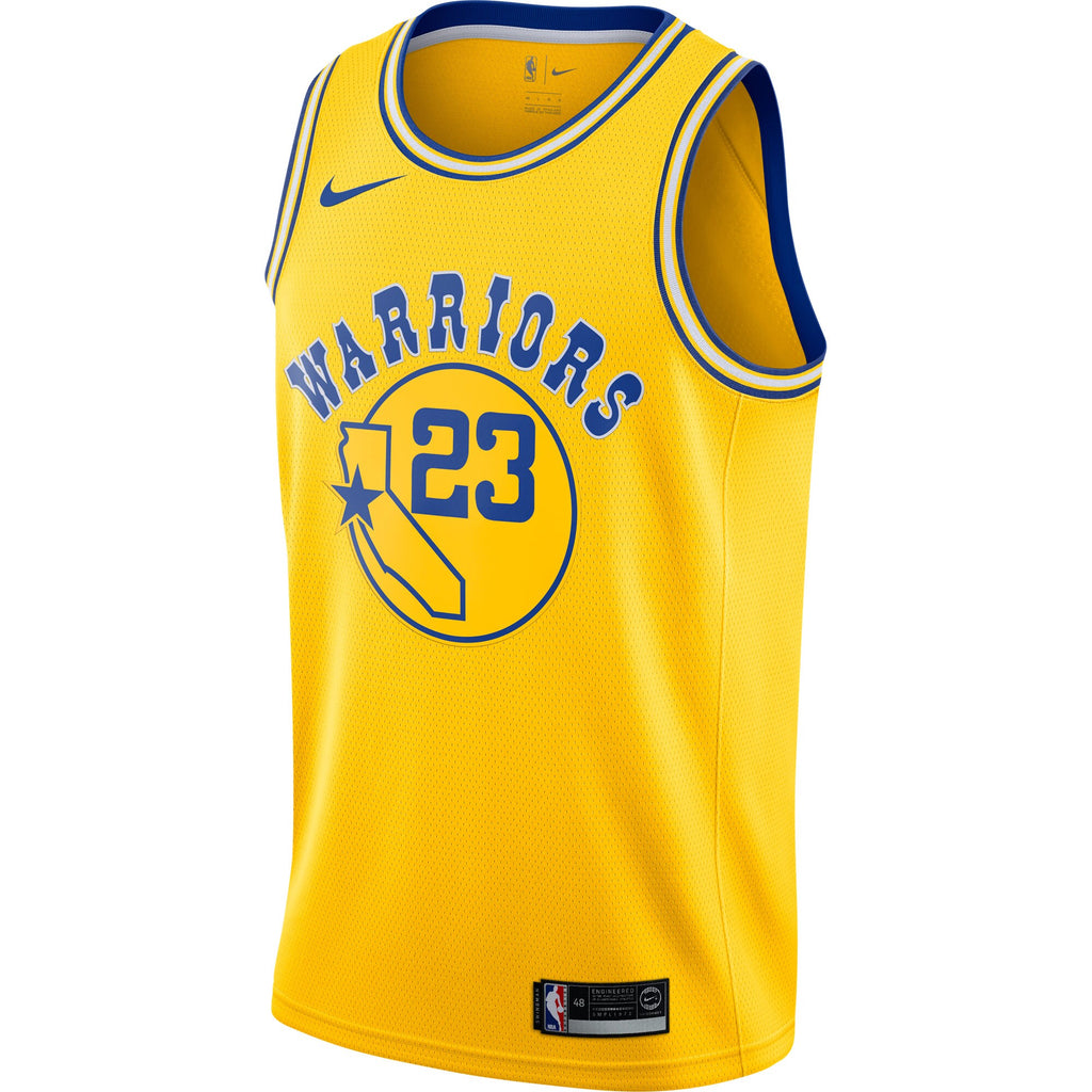 [9Z2B7B1AP-GREEN] Youth Nike NBA GSW Draymond Green Gold Hardwood Classics Swingman Jersey