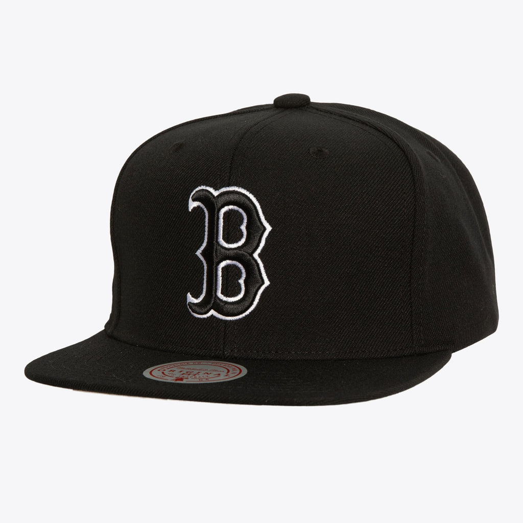 Mens Mitchell & Ness MLB EVERGREEN BLACK WHITE SNAPBACK RED SOX