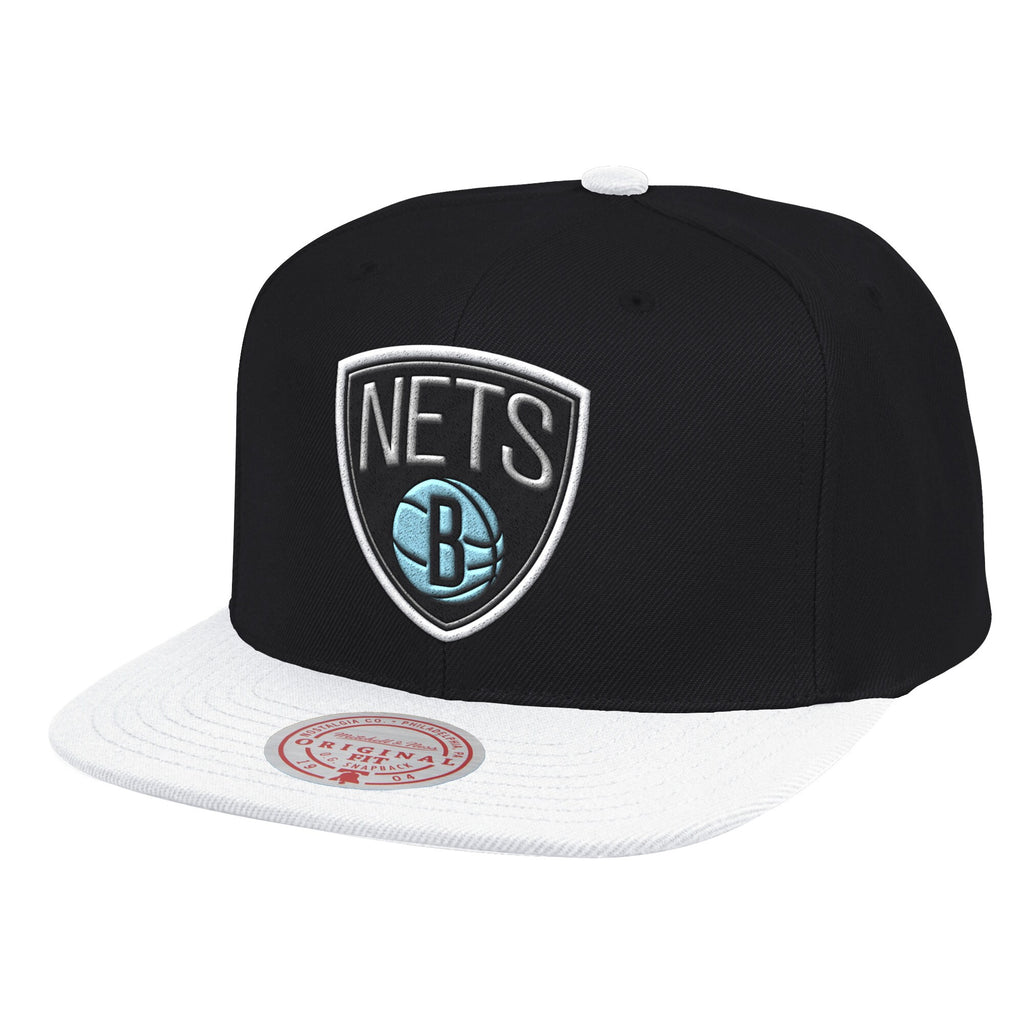 MENS MITCHELL & NESS NBA OREO HOOK SNAPBACK NBA NETS - BLACK-WHITE