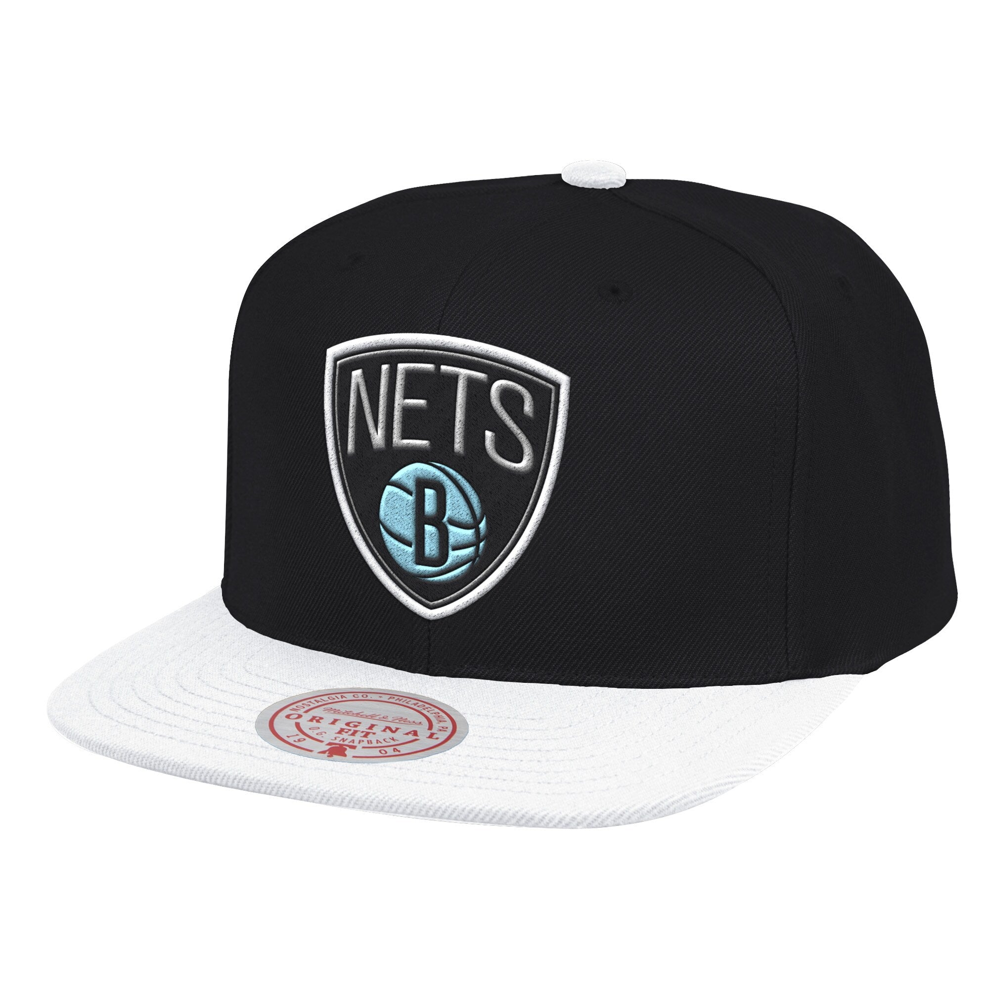 MENS MITCHELL & NESS NBA OREO HOOK SNAPBACK NBA NETS - BLACK-WHITE