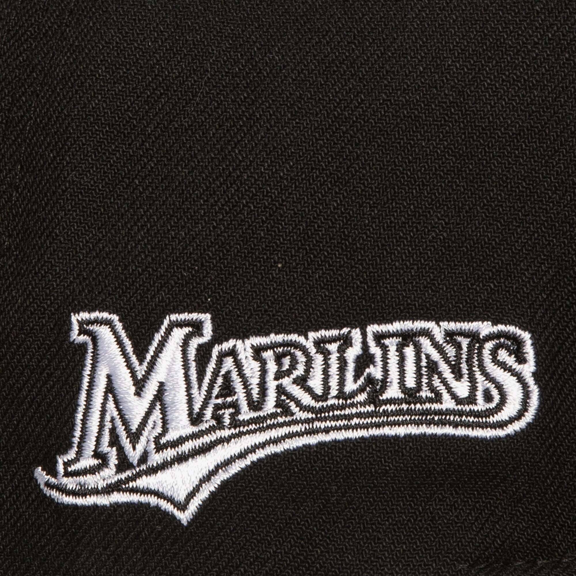 Mens Mitchell & Ness MLB EVERGREEN BLACK WHITE SNAPBACK COOP MARLINS