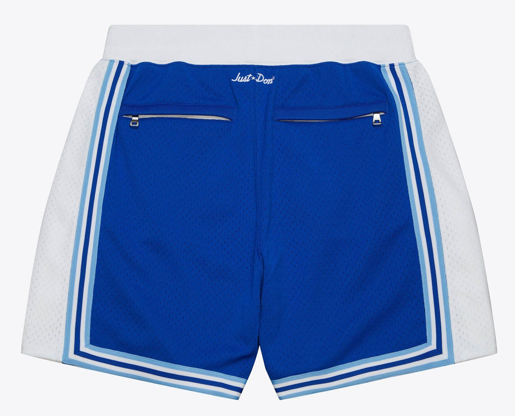 MENS MITCHELL & NESS NBA JUST DON BLUE 7IN SHORTS LAKERS