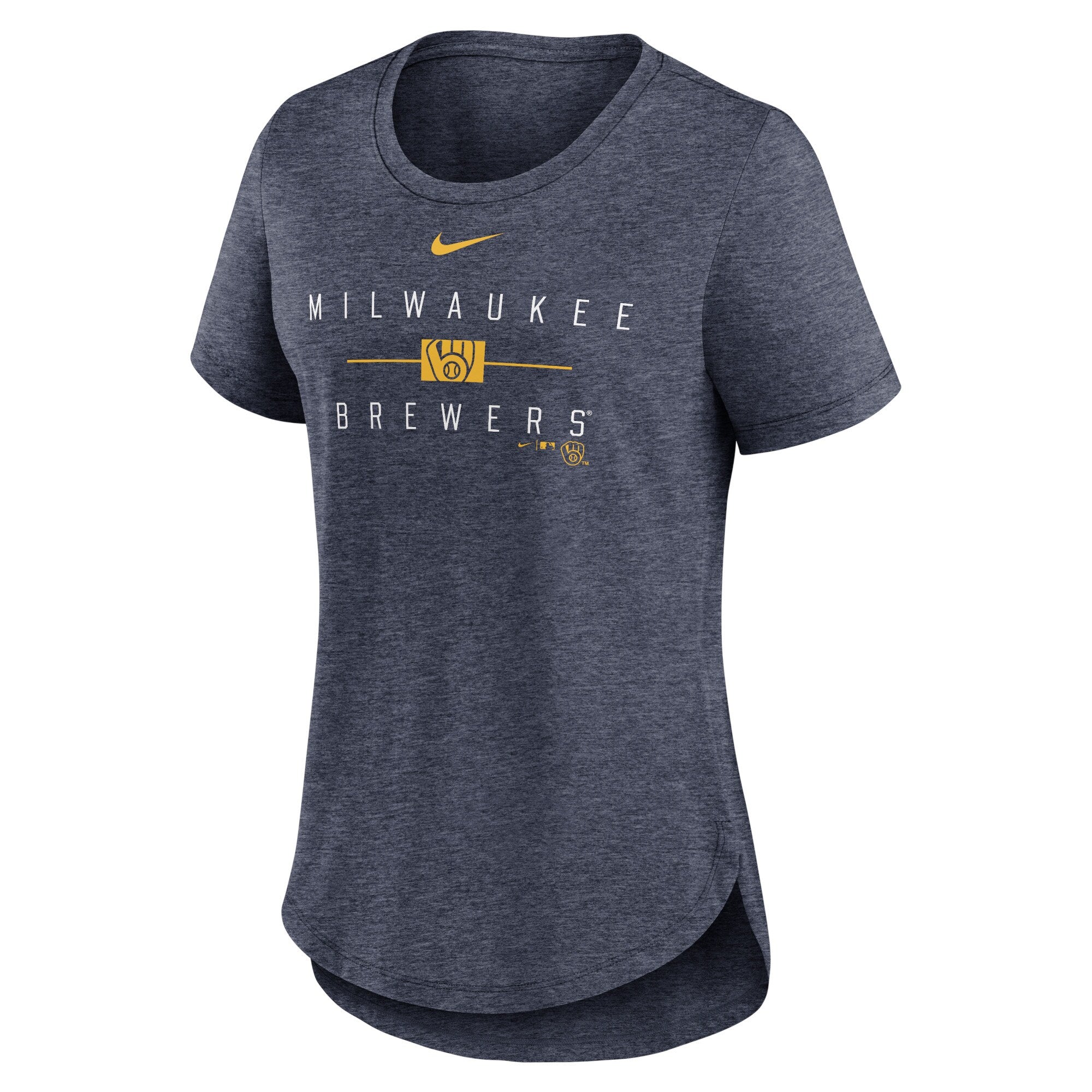 [NKMV-EX52-MZB-PL8] WOMENS NIKE BREWERS KNOCKOUT TEAM STACK TRI-BLEND T-SHIRT