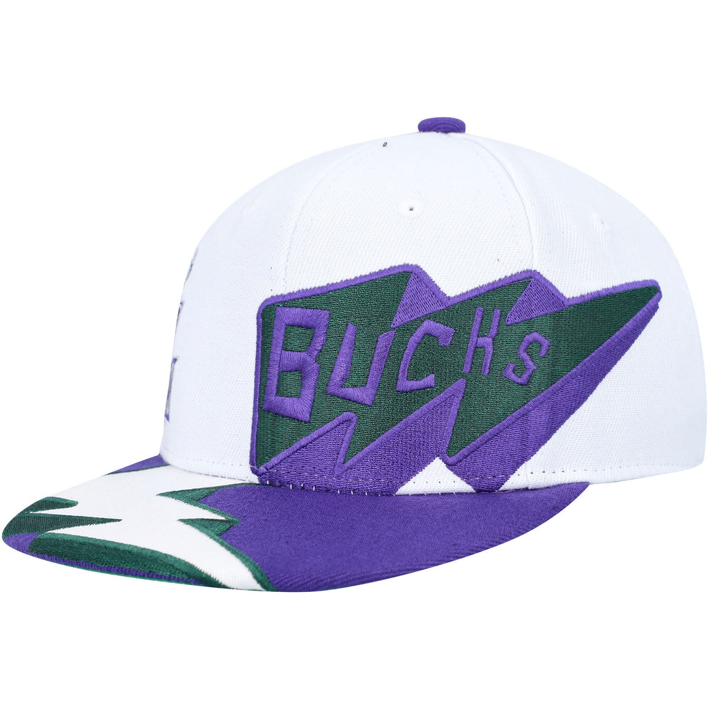 MENS MITCHELL & NESS NBA FAST TIMES SNAPBACK HWC BUCKS - WHITE