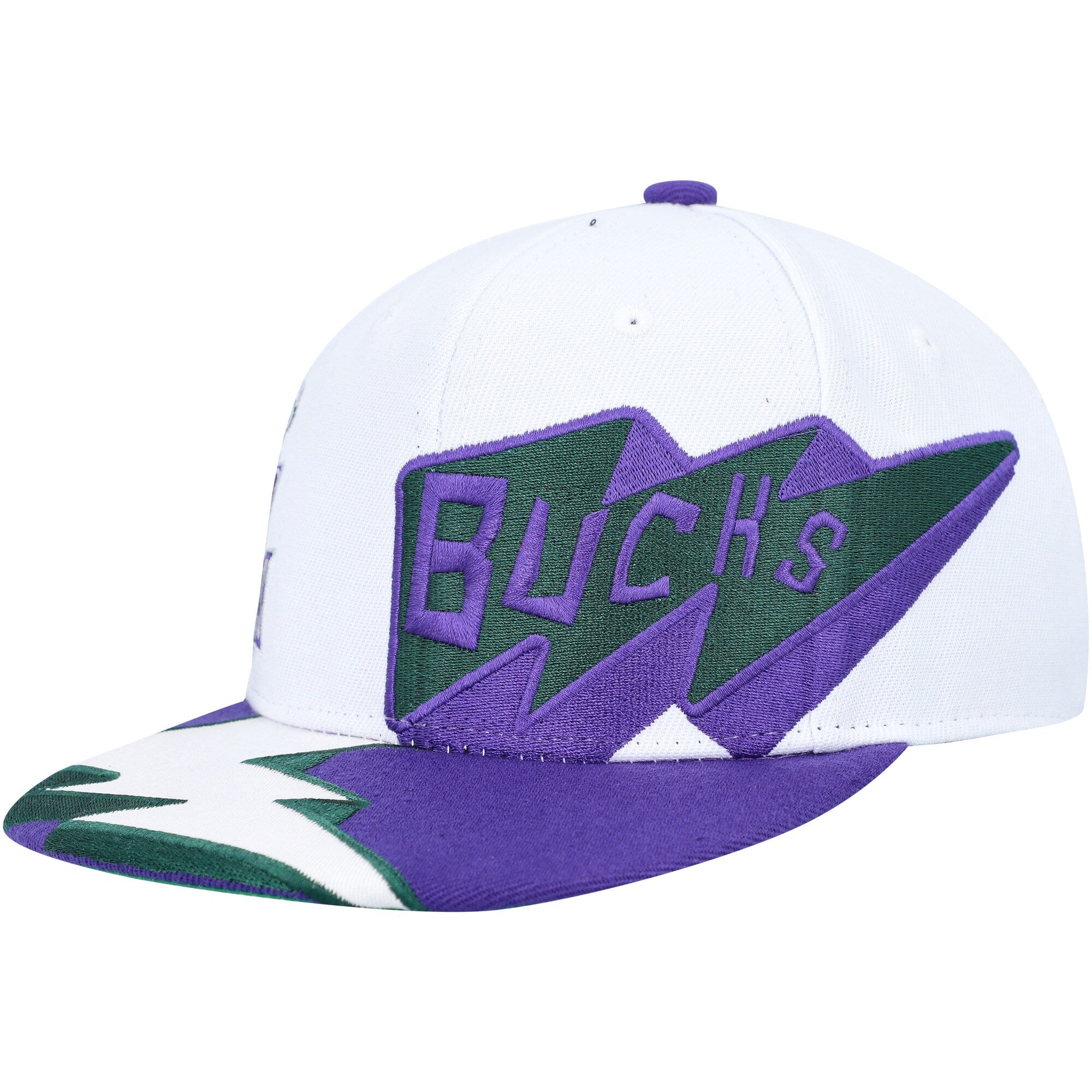 MENS MITCHELL & NESS NBA FAST TIMES SNAPBACK HWC BUCKS - WHITE