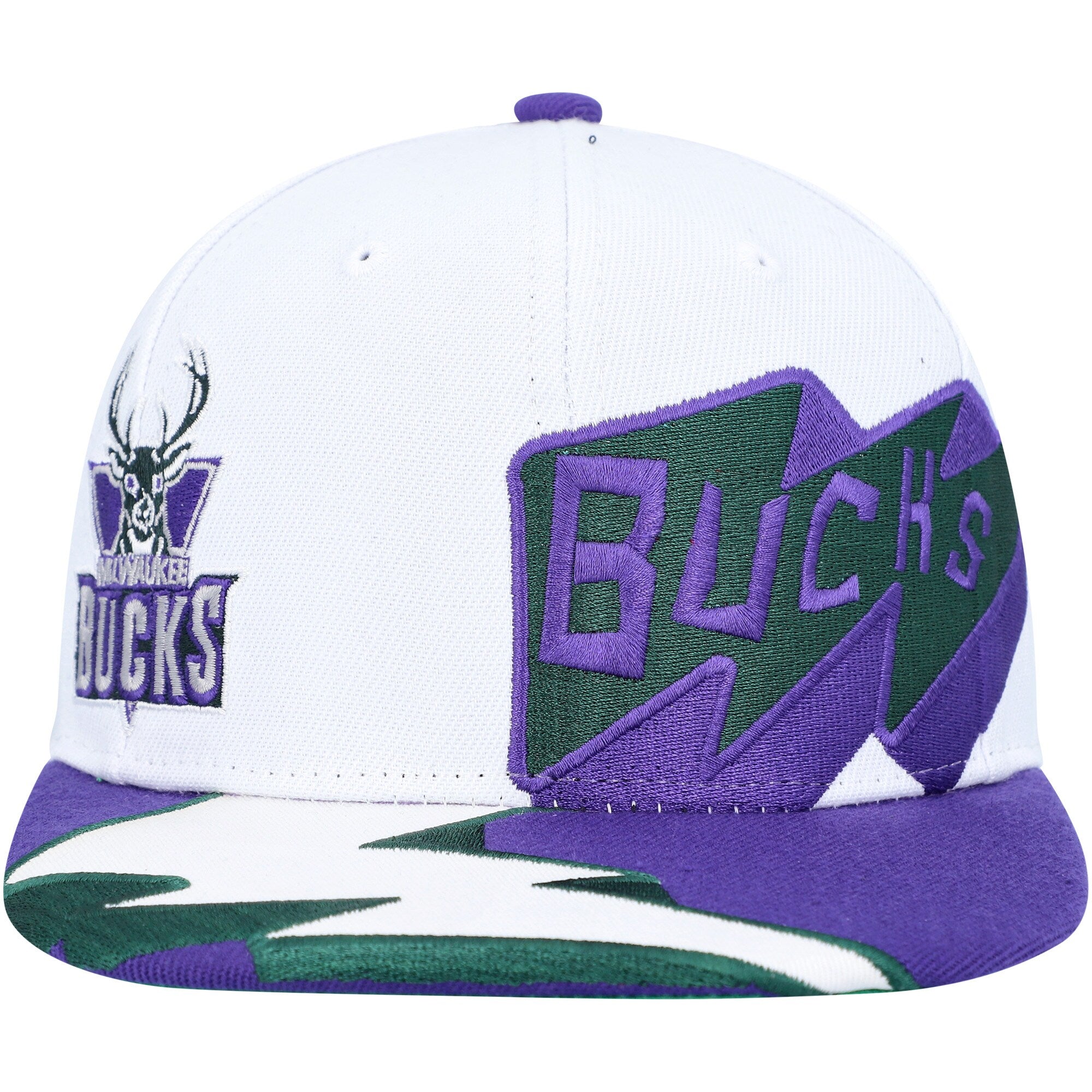 MENS MITCHELL & NESS NBA FAST TIMES SNAPBACK HWC BUCKS - WHITE