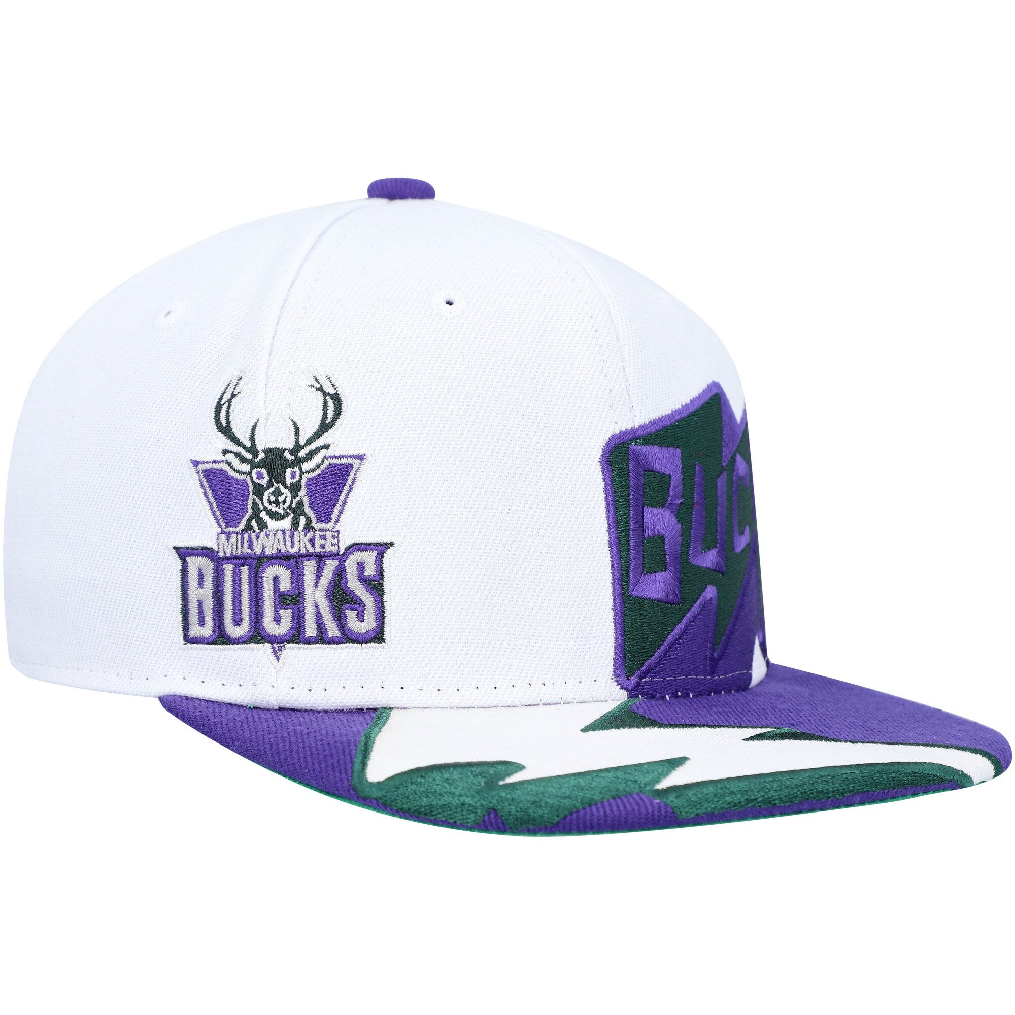 MENS MITCHELL & NESS NBA FAST TIMES SNAPBACK HWC BUCKS - WHITE