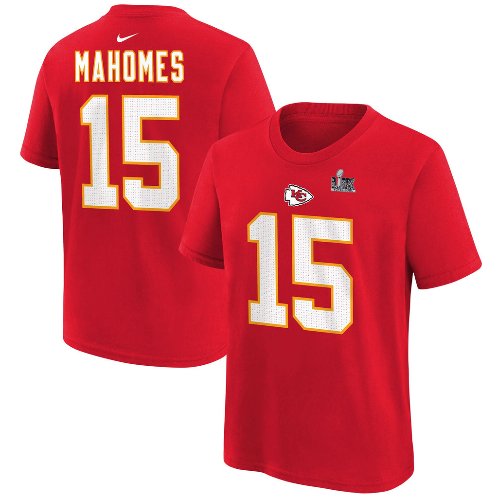 [9Z1B7NFPRECHIP] YOUTH NIKE PATRICK MAHOMES CHIEFS SUPER BOWL LIX PLAYER N & N TEE