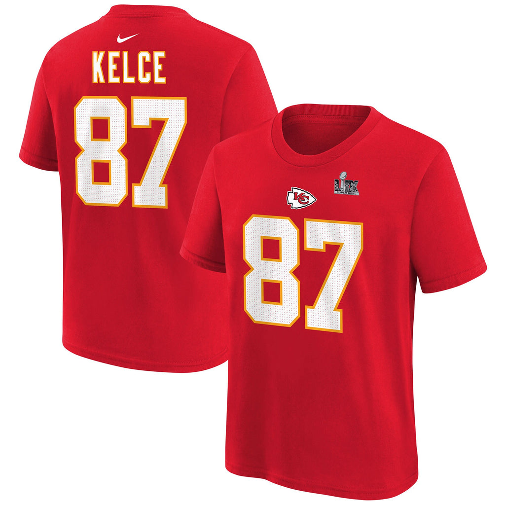 [9Z1B7NFPRECHIK] YOUTH NIKE CHIEFS SUPER BOWL LIX PLAYER TRAVIS KELCE N&N T-SHIRT