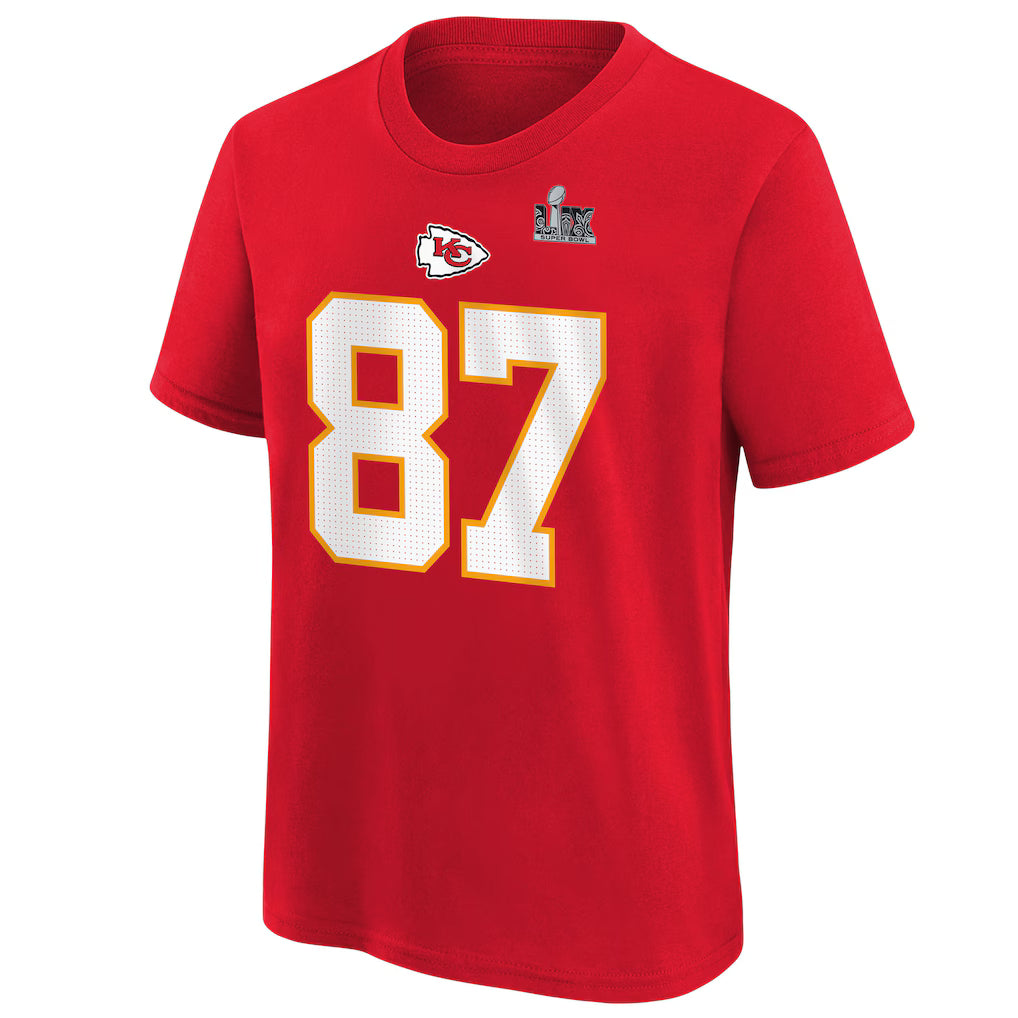 [9Z1B7NFPRECHIK] YOUTH NIKE CHIEFS SUPER BOWL LIX PLAYER TRAVIS KELCE N&N T-SHIRT