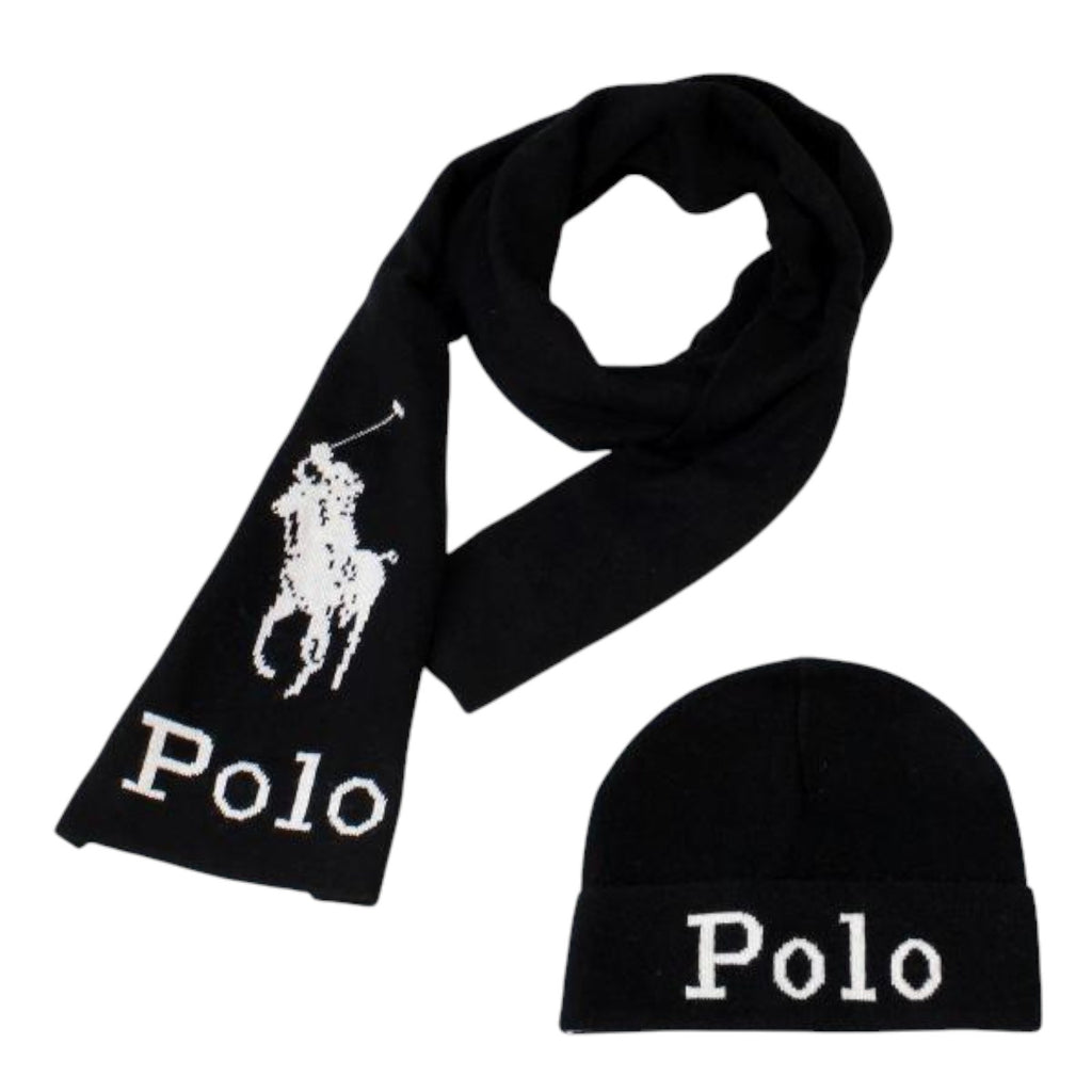 [PC0449-001] ADULT POLO RALPH LAUREN JACQUARD STACKED PONY SET (SCARF & BEANIE)