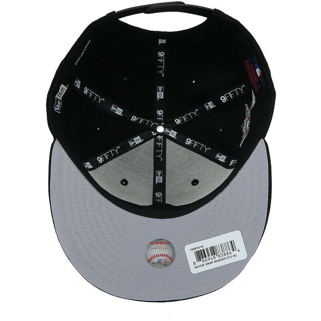 [10581410] Mens New Era MLB Baycik 9Fifty Snapback Cap Miami Marlins