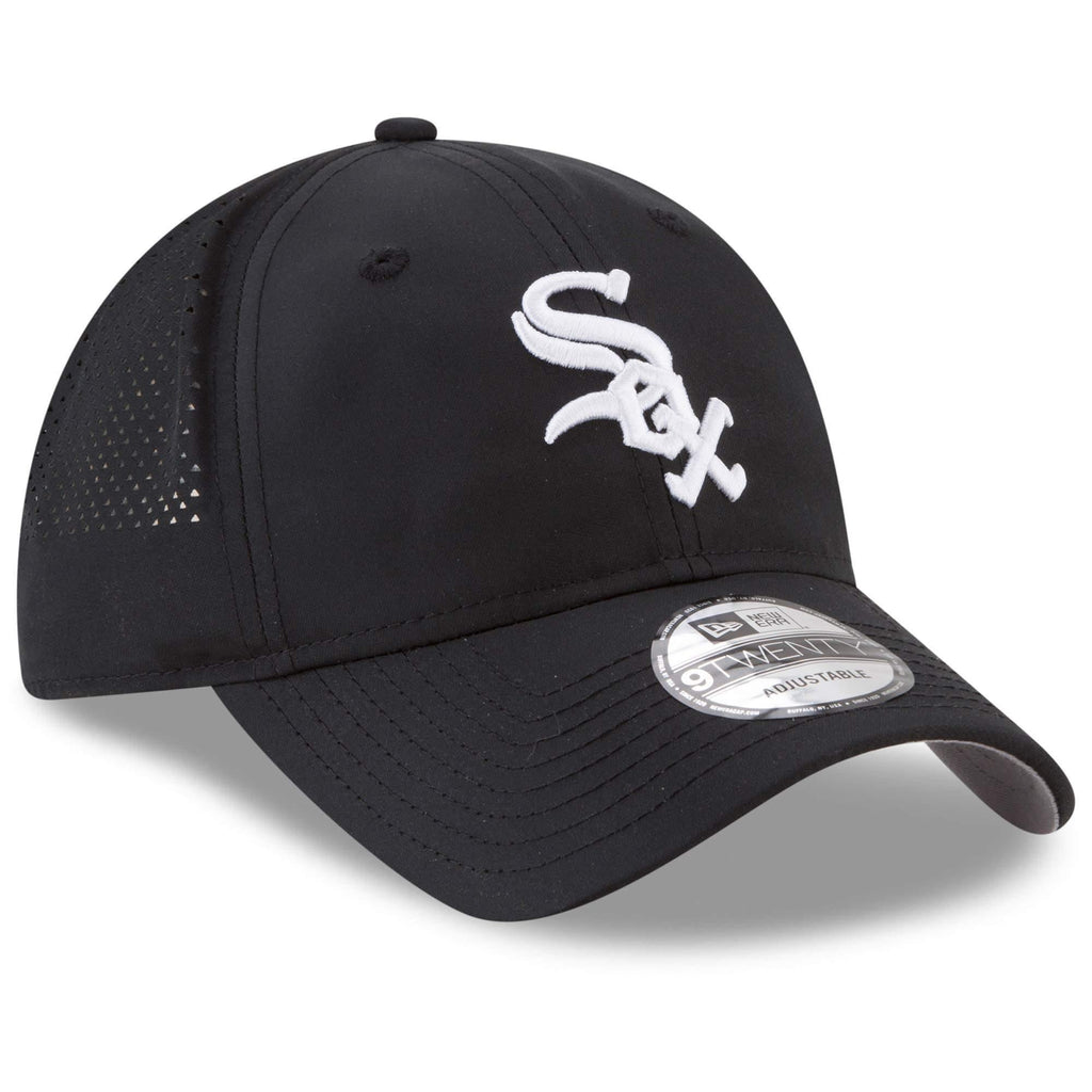 [11591264] Mens New Era MLB Perforated Pivot 9TWENTY Adjustable Hat - White Sox - sneakAR