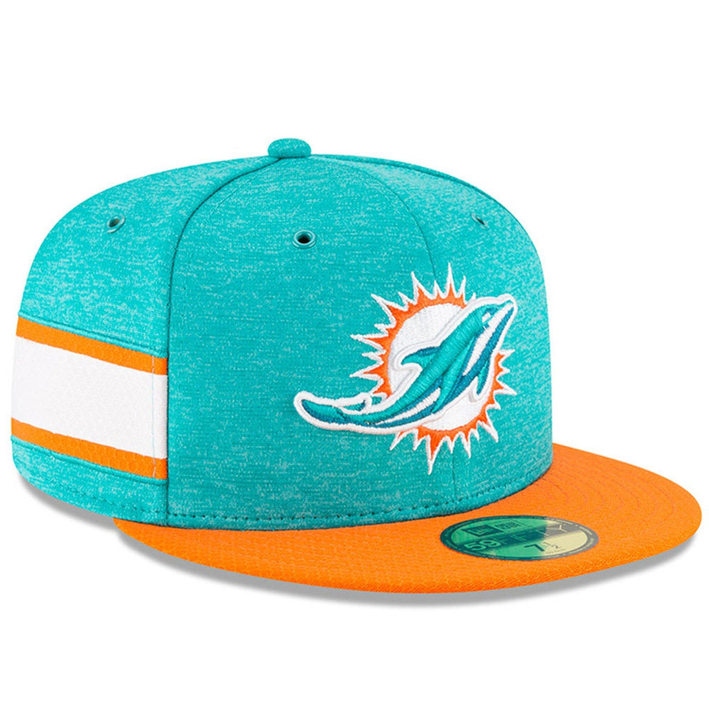 [11762999] Mens New Era NFL 2018 Sideline Home Official 59Fifty Fitted Dolphins - sneakAR