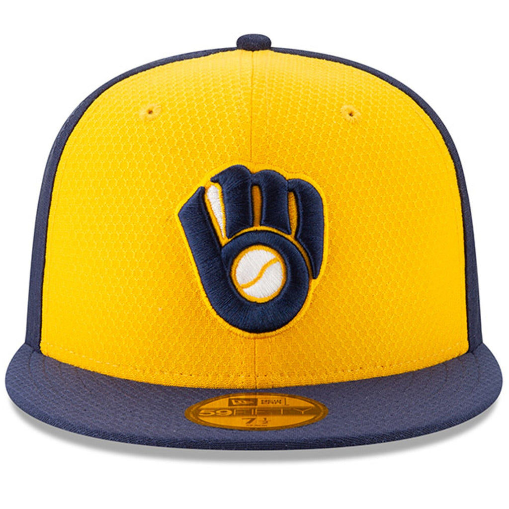 [11900032] Mens New Era MLB 2019 Batting Practice 59FIFTY Fitted Milwaukee Brewers