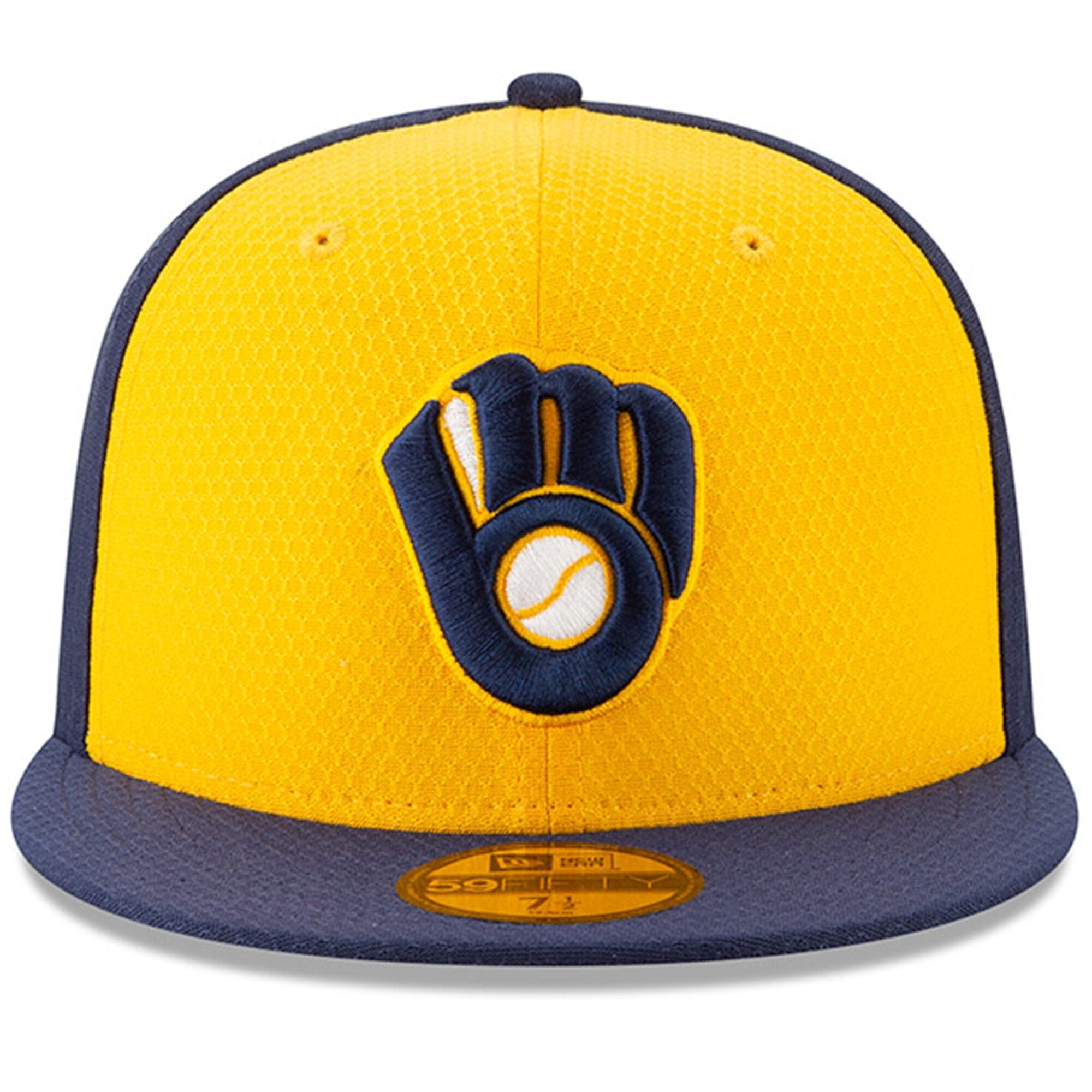 [11900032] Mens New Era MLB 2019 Batting Practice 59FIFTY Fitted Milwaukee Brewers