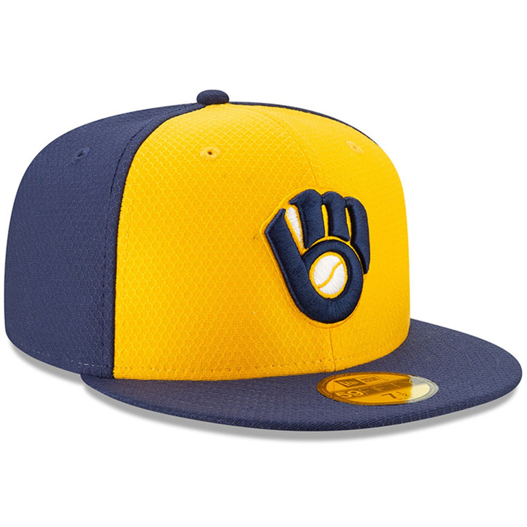 [11900032] Mens New Era MLB 2019 Batting Practice 59FIFTY Fitted Milwaukee Brewers