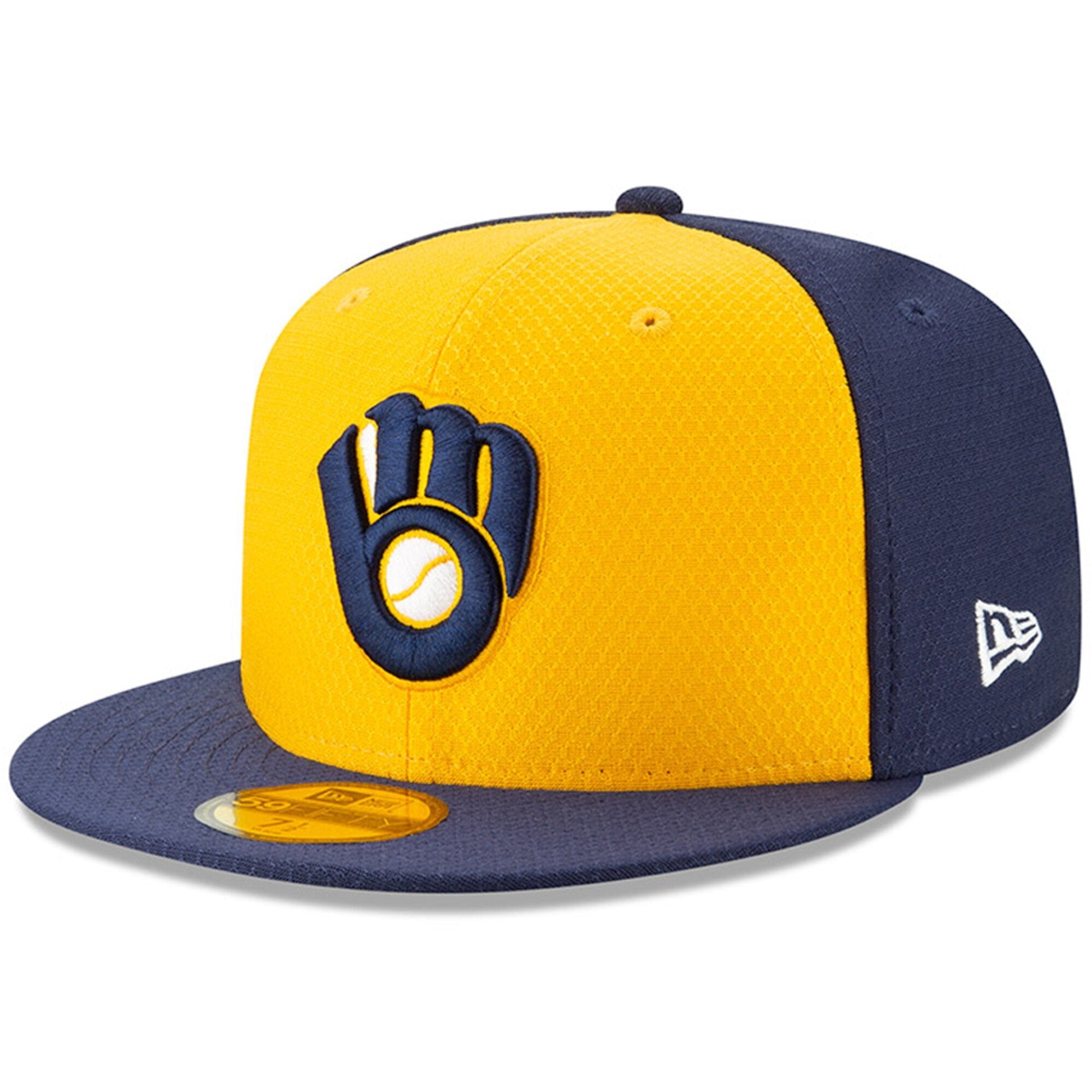 [11900032] Mens New Era MLB 2019 Batting Practice 59FIFTY Fitted Milwaukee Brewers