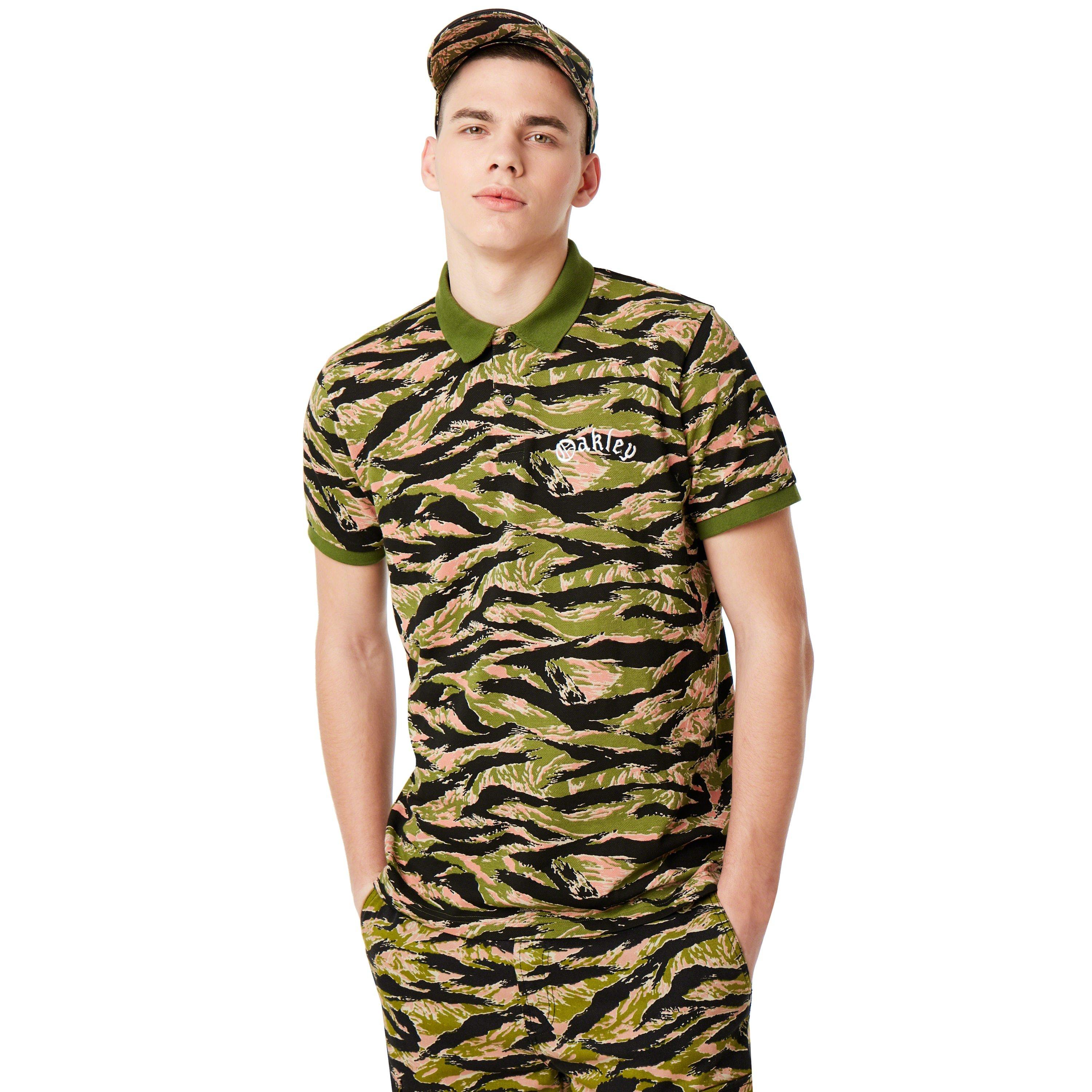 [434448-98T] Mens Oakley Tiger Camo Piquet SS Polo TNP - sneakAR