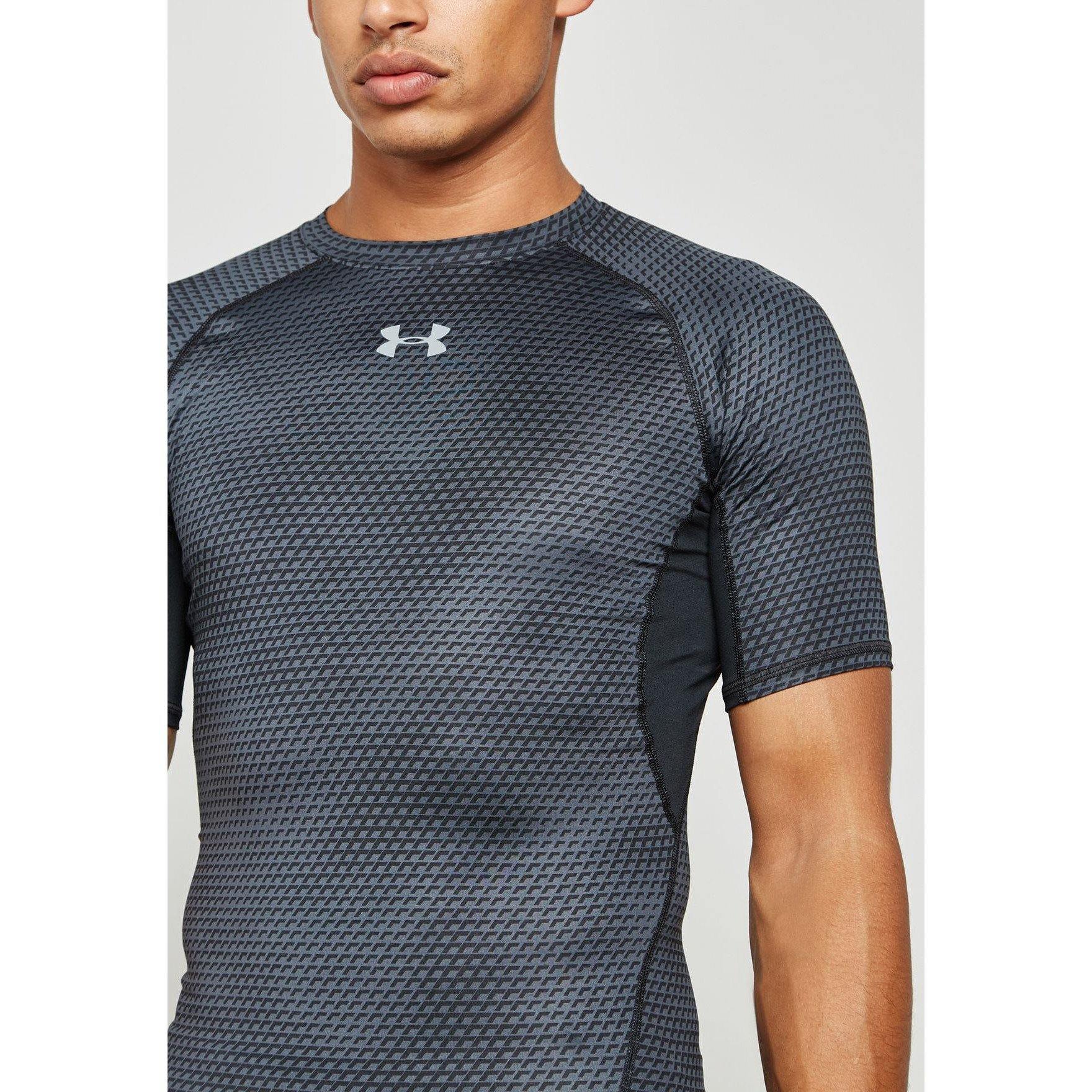 [1257477-006] Mens Under Armour HeatGear Armour Printed Short Sleeve Compression Shirt - sneakAR