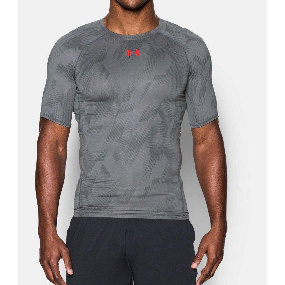 [1257477-042] Mens Under Armour HeatGear Armour Printed Short Sleeve Compression Shirt - sneakAR