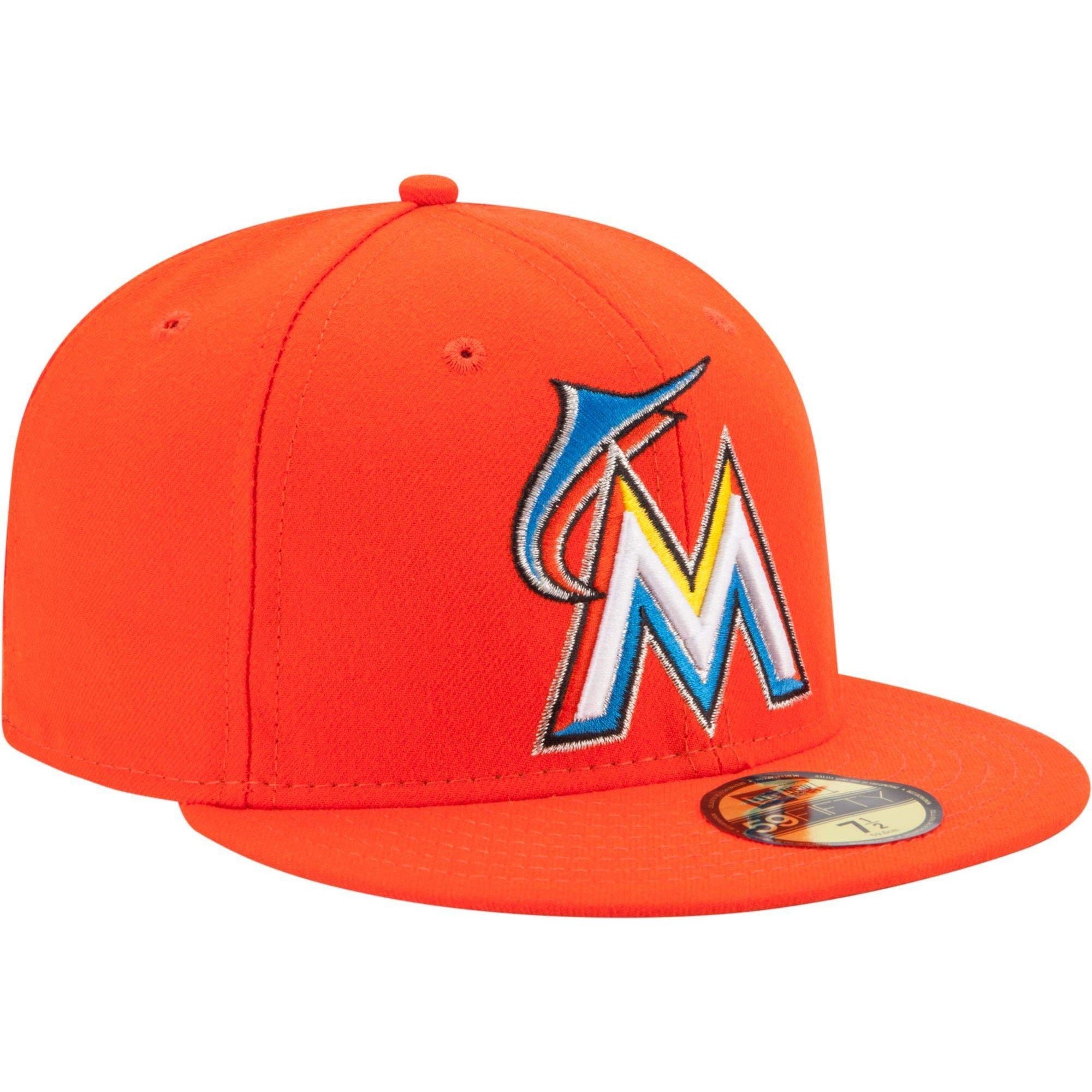 [70360936] Mens New Era MLB Authentic Collection On Field 59FIFTY Fitted Cap Miami Marlins