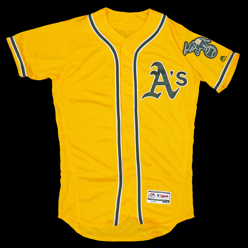 Mens MLB Oakland Athletics Authentic On Field Flex Base Jersey - Gold Alternate