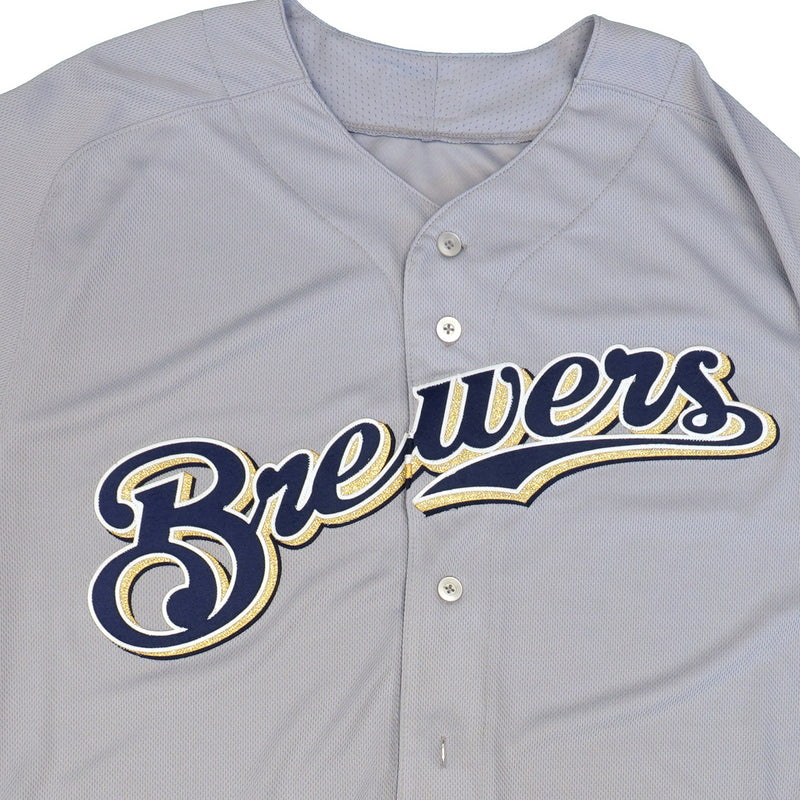 Mens MLB Milwaukee Brewers Authentic On Field Flex Base Jersey - Road Gray