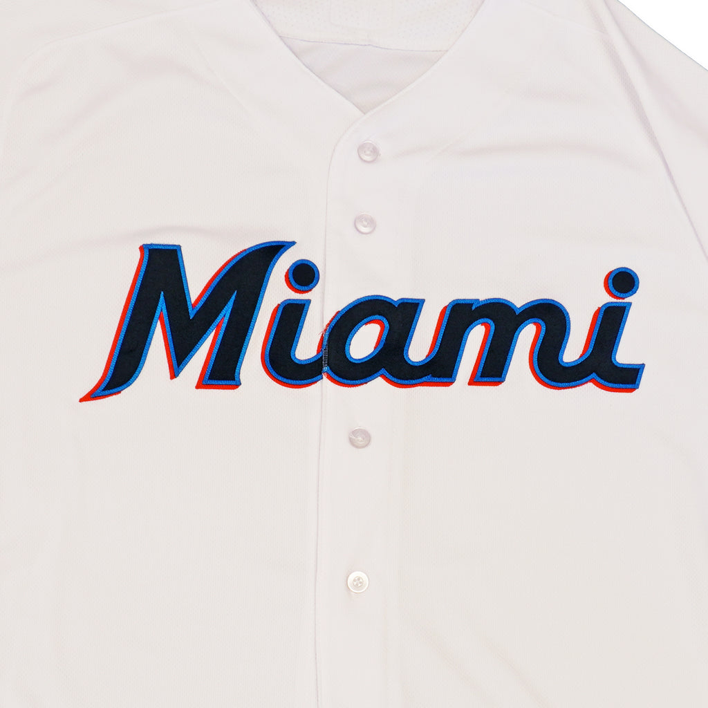 Mens MLB Miami Marlins Authentic On Field Flex Base Jersey - Home White